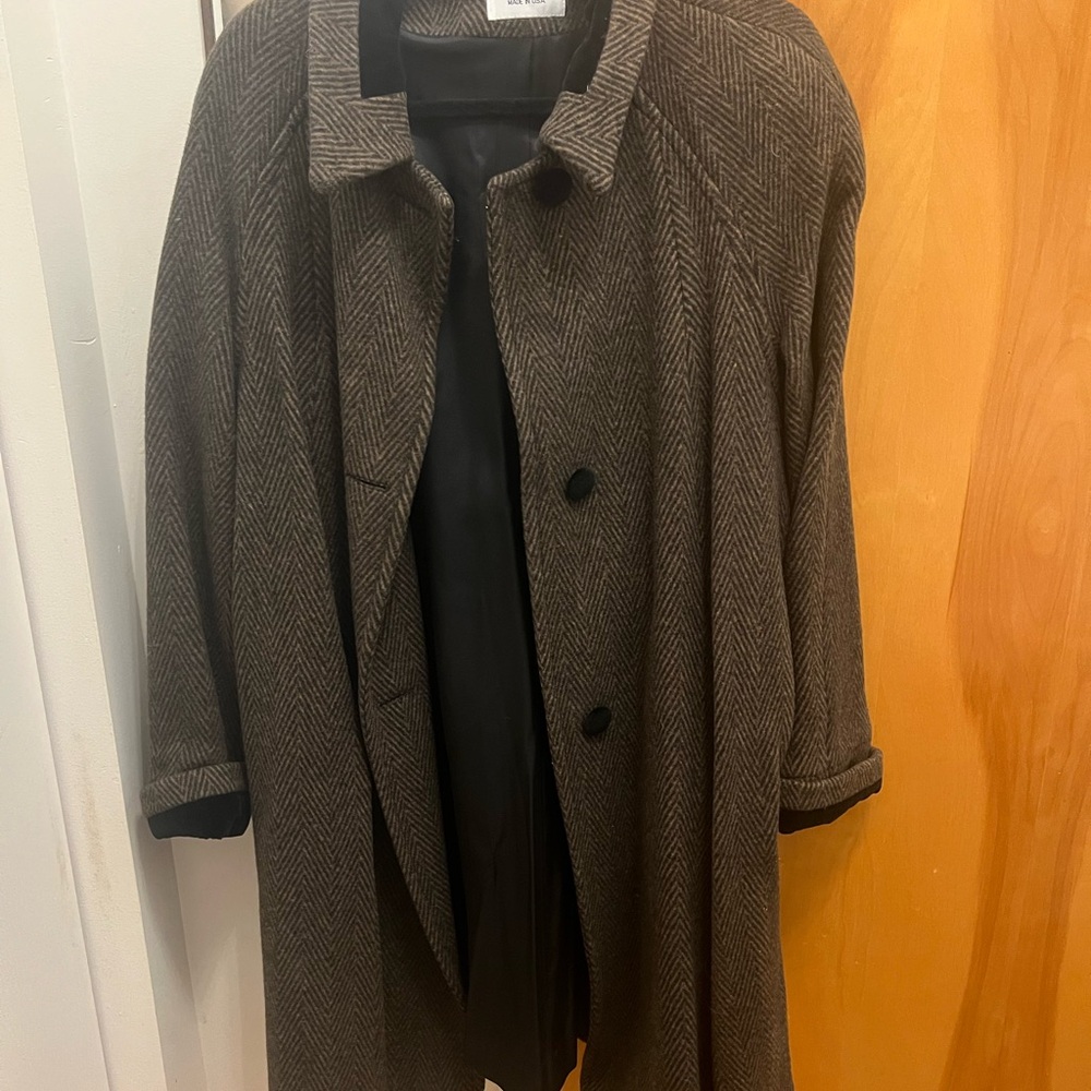 Brown Herringbone Trench Coat